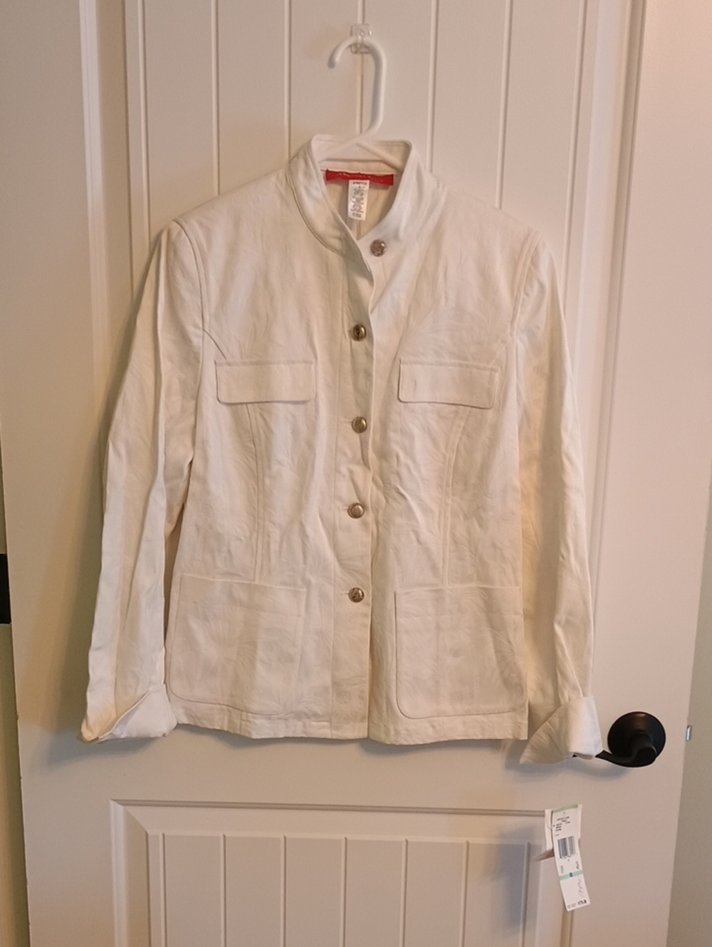NWT Woman's Size 8 Stretch Anne Klein White Button-Front Blazer
